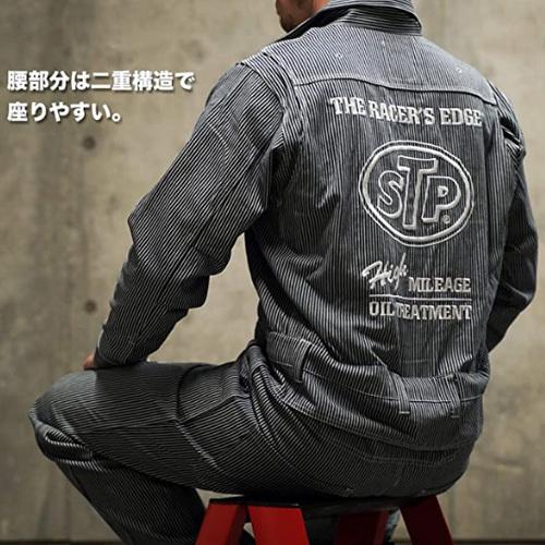 STP（エスティーピー）刺繍ロゴ デニムカバーオール 長袖ツナギ