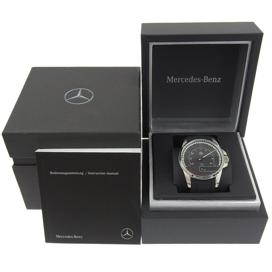 メルセデスベンツ MERCEDES BENZ デイト 黒文字盤 SS ラバー クォーツ