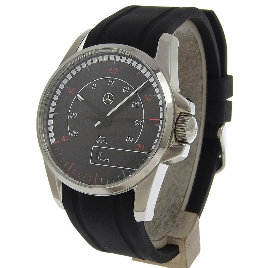 メルセデスベンツ MERCEDES BENZ デイト 黒文字盤 SS ラバー クォーツ