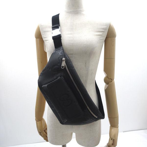 GUCCI（グッチ） ジャンボGG ボディバッグ ウエストバッグ ブラック