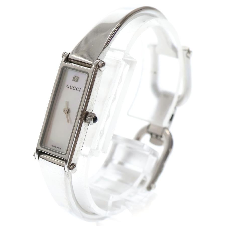 GUCCI（グッチ） 1500L バングルウォッチ シェル文字盤 SS/QZ 1Pダイヤ