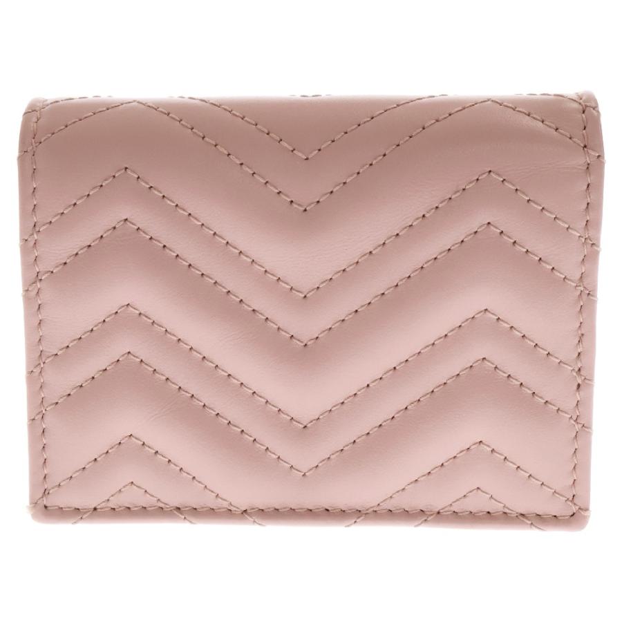 GUCCI（グッチ） GGマーモント コンパクトウォレット ピンク レザー 三
