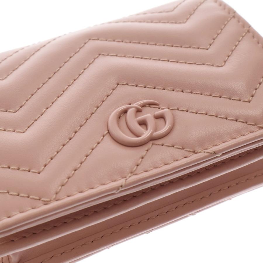 GUCCI（グッチ） GGマーモント コンパクトウォレット ピンク レザー 三