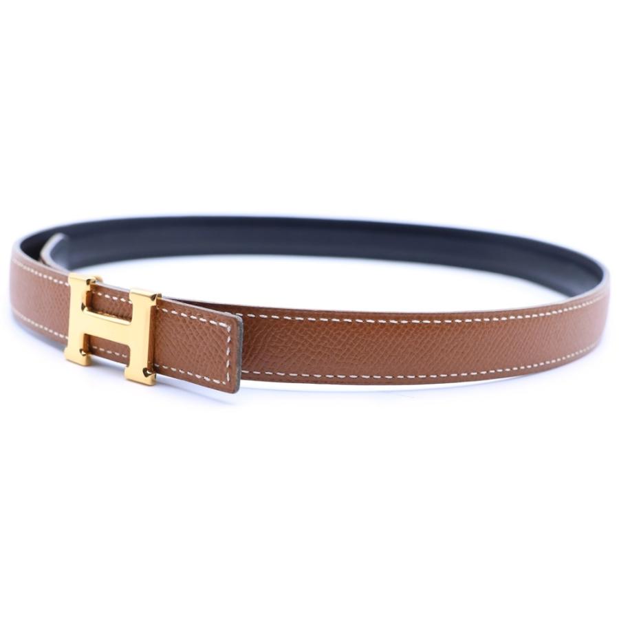 HERMES（エルメス） コンスタンスHベルト ブラック×ブラウン レザー