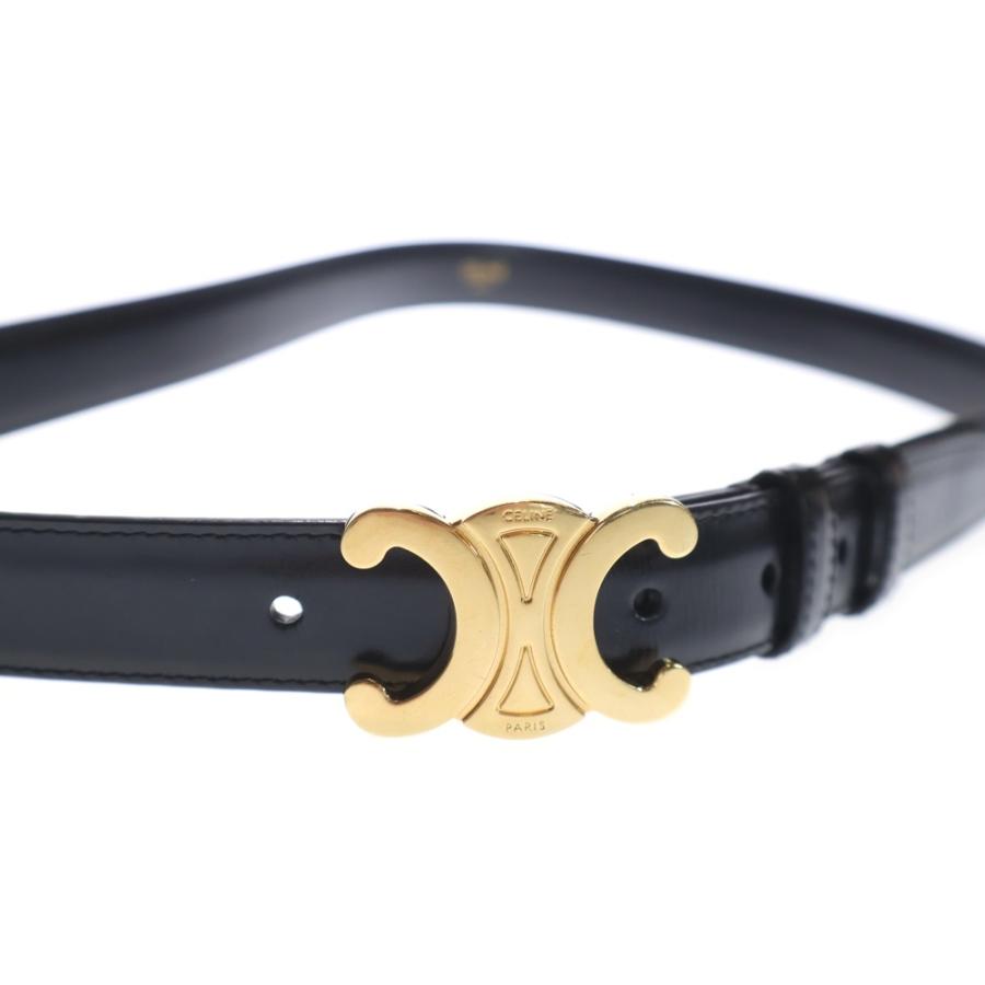 CELINE（セリーヌ） トリオンフ レザー ベルト ブラック ゴールド金具