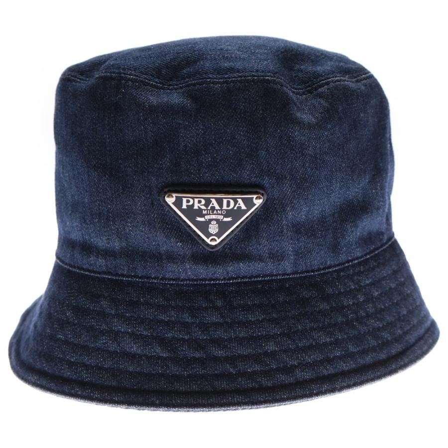 PRADA（プラダ） バケットハット 帽子 インディゴブルー デニム 1HC137