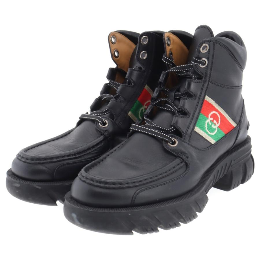 GUCCI（グッチ） インターロッキング G レースアップ レザー ショート