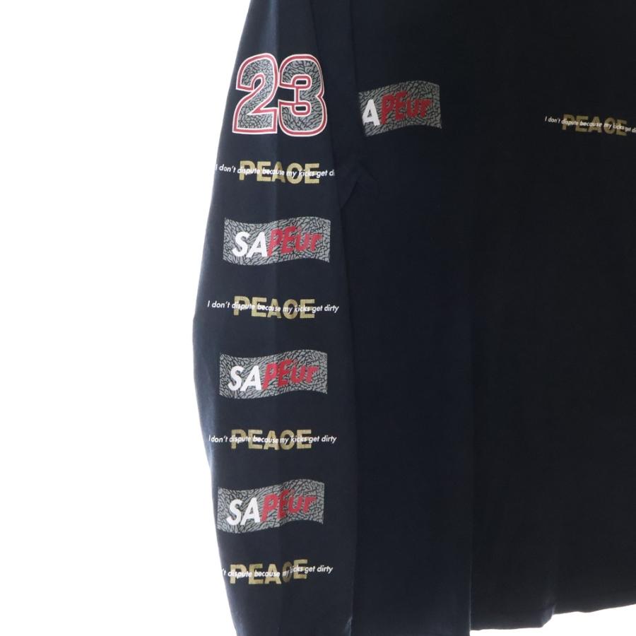 SAPEur サプール 両面ロゴプリント クルーネック長袖Tシャツ