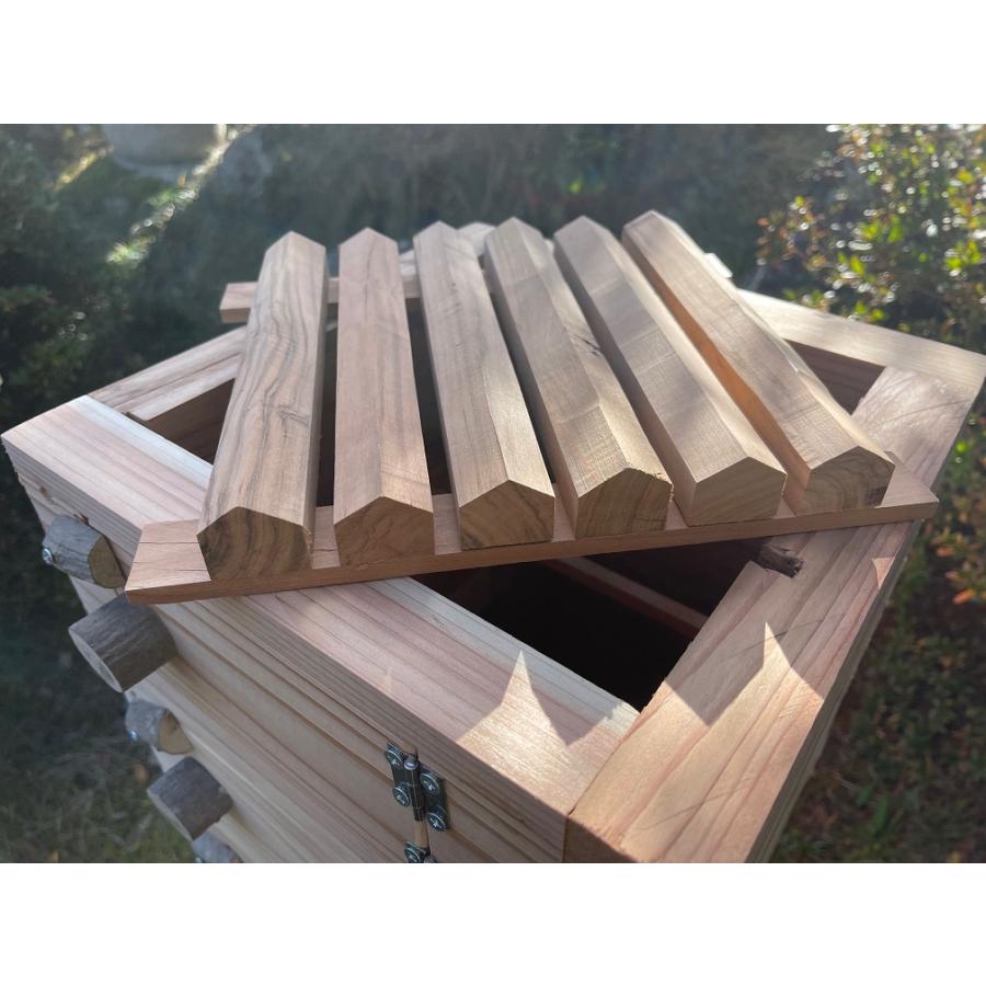 Freddo】日本みつばち用 飼育箱 重箱式巣箱 観察窓3窓付 三角バー