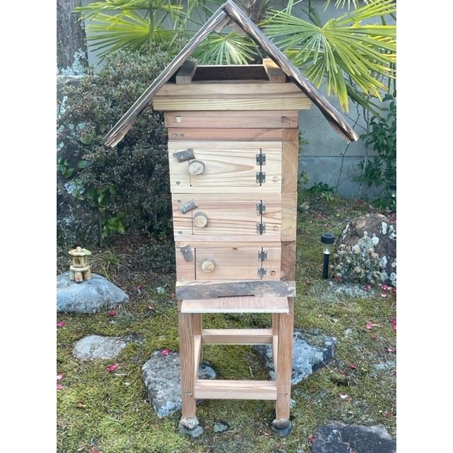 Freddo】日本みつばち用 飼育箱 重箱式巣箱 観察窓3窓付 三角バー