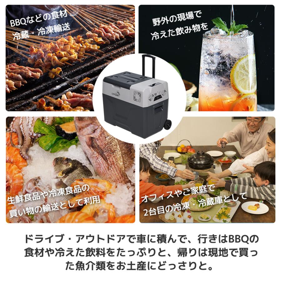 車載冷蔵庫 40L ポータブル冷蔵冷凍庫 AC/DC（ 12V / 24V ） 静音 -20