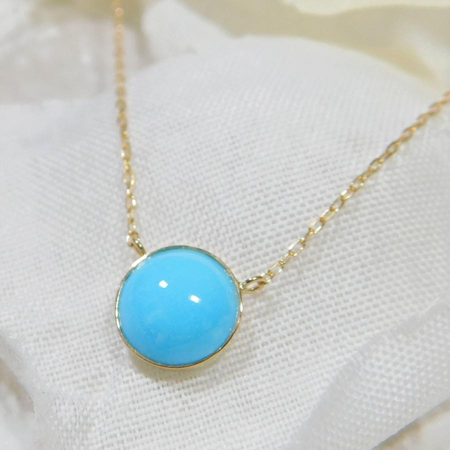 ターコイズ スリーピングビューティー ネックレス 無処理 18金