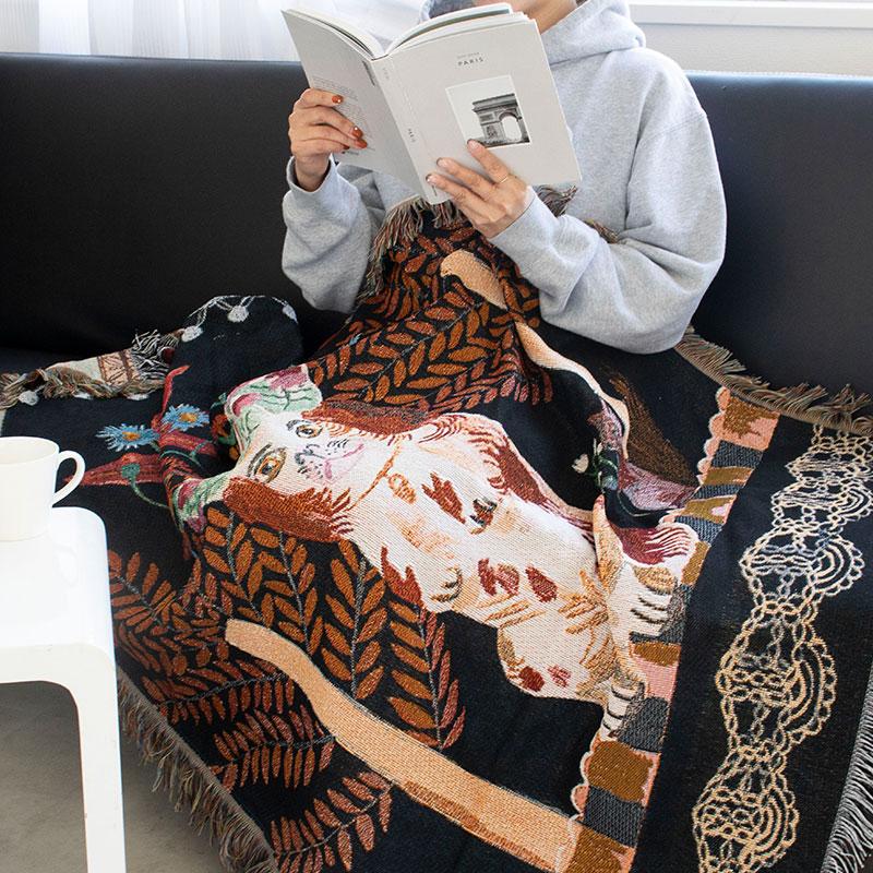 ナタリーレテ ラグ アニマル デザイン タペストリーラグ マルチカバー