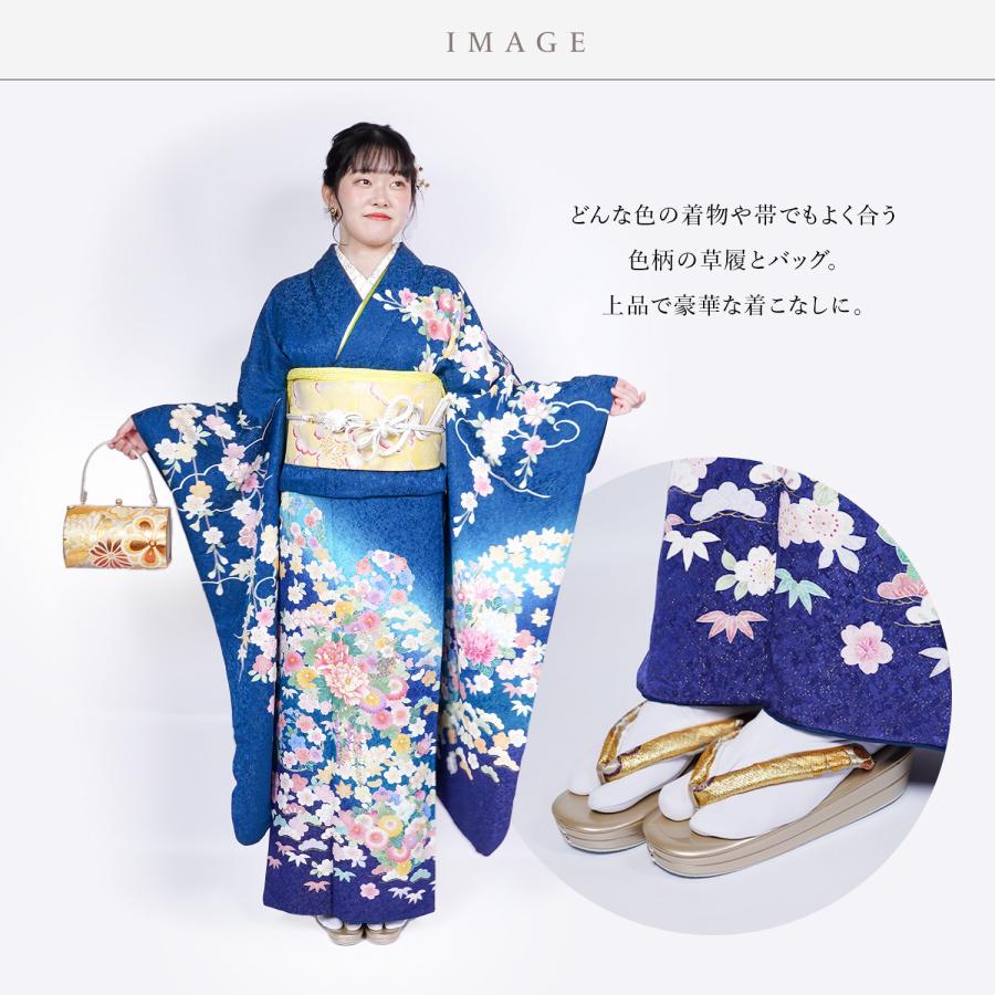 草履バッグセット F寸 5カラー 振袖 成人式 卒業式 結婚式 2枚芯 王道