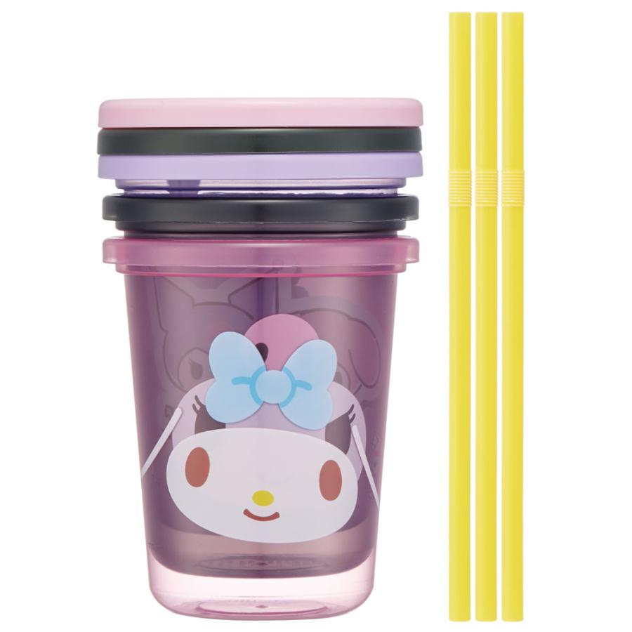マイメロディ ストロー付きタンブラー 3個セット プラスチック 蓋付き