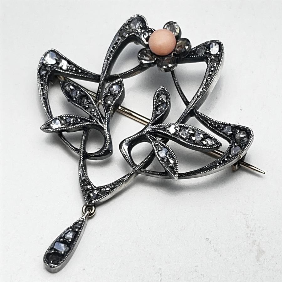 ヴィクトリアン フレンチ アンティーク スワンシルバー クローバー