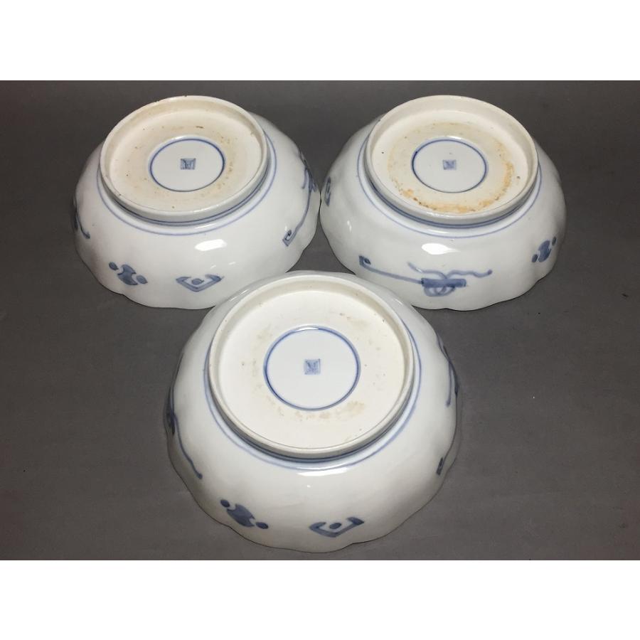 古伊万里 二重角富紋 錦松竹梅 直径15cm なます皿 3枚セット (24) : SK