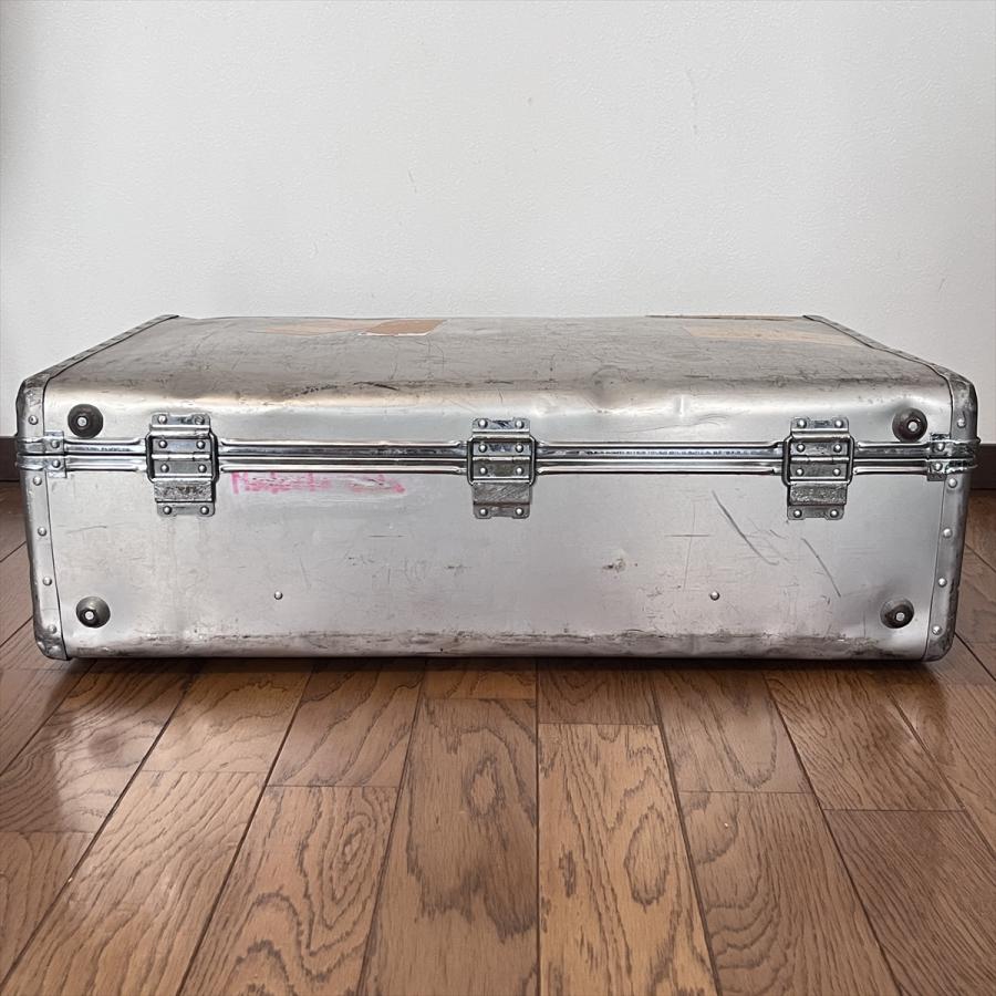 ヴィンテージ 昭和レトロ アルミトランク スーツケース カギ無 : SK
