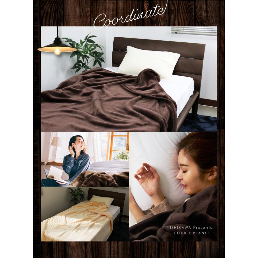 毛布 2枚合わせ 西川 送料無料 ダブルロングサイズ 190×210cm (2NY3129