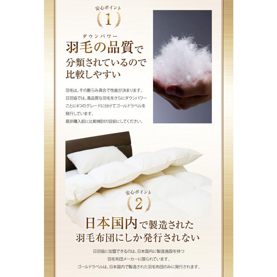 羽毛布団 ダウンパワー440dp以上 プレミアムゴールドラベル シングル
