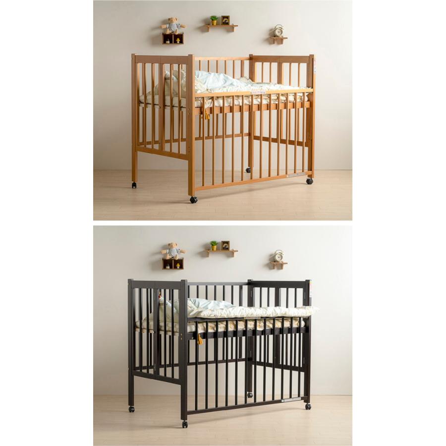 石崎家具 日本製ベビーベッド「ワンタッチハイベッド クール」 木製