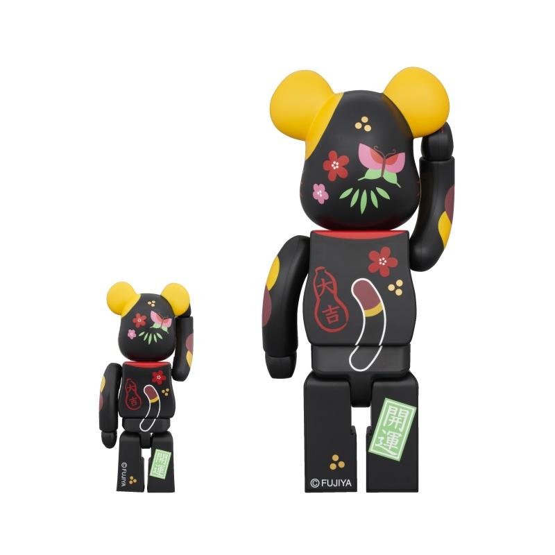 新品】1週間以内発送 BE@RBRICK 招き猫 ペコちゃん 福 黒 100% & 400