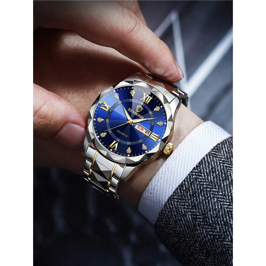 腕時計 メンズ クォーツ ラグジュアリーブランド ファッション 金