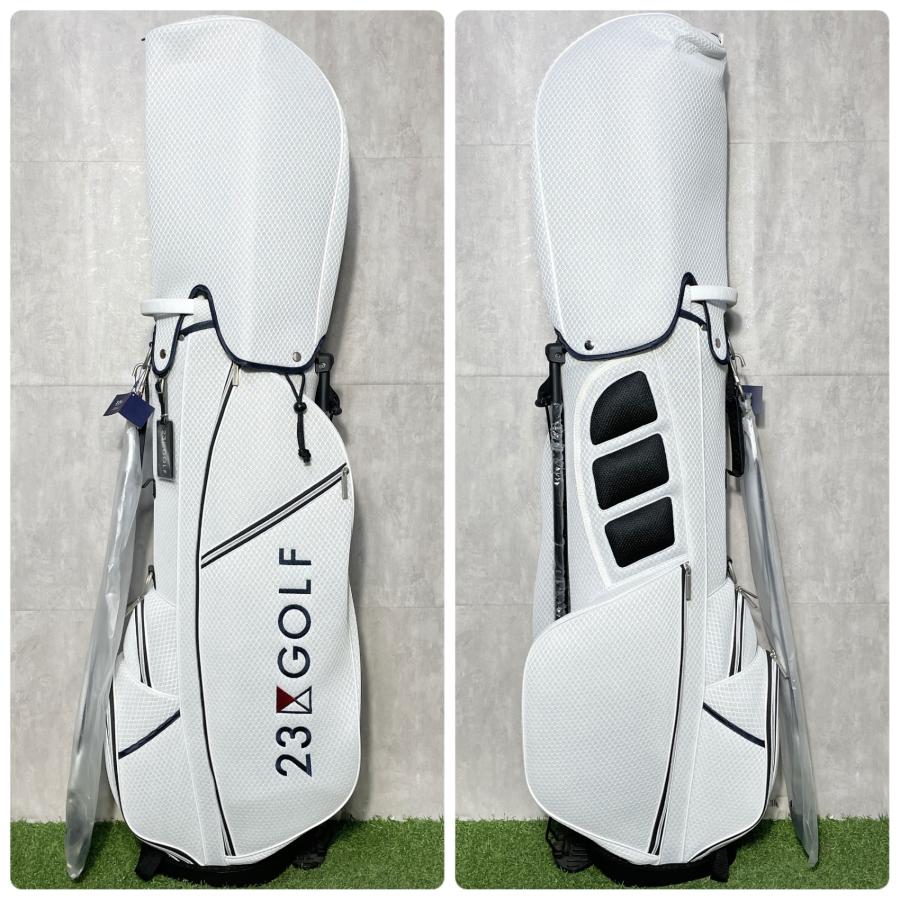 未使用品】23区GOLF キャディバッグ ゴルフバッグ ホワイト スタンド式