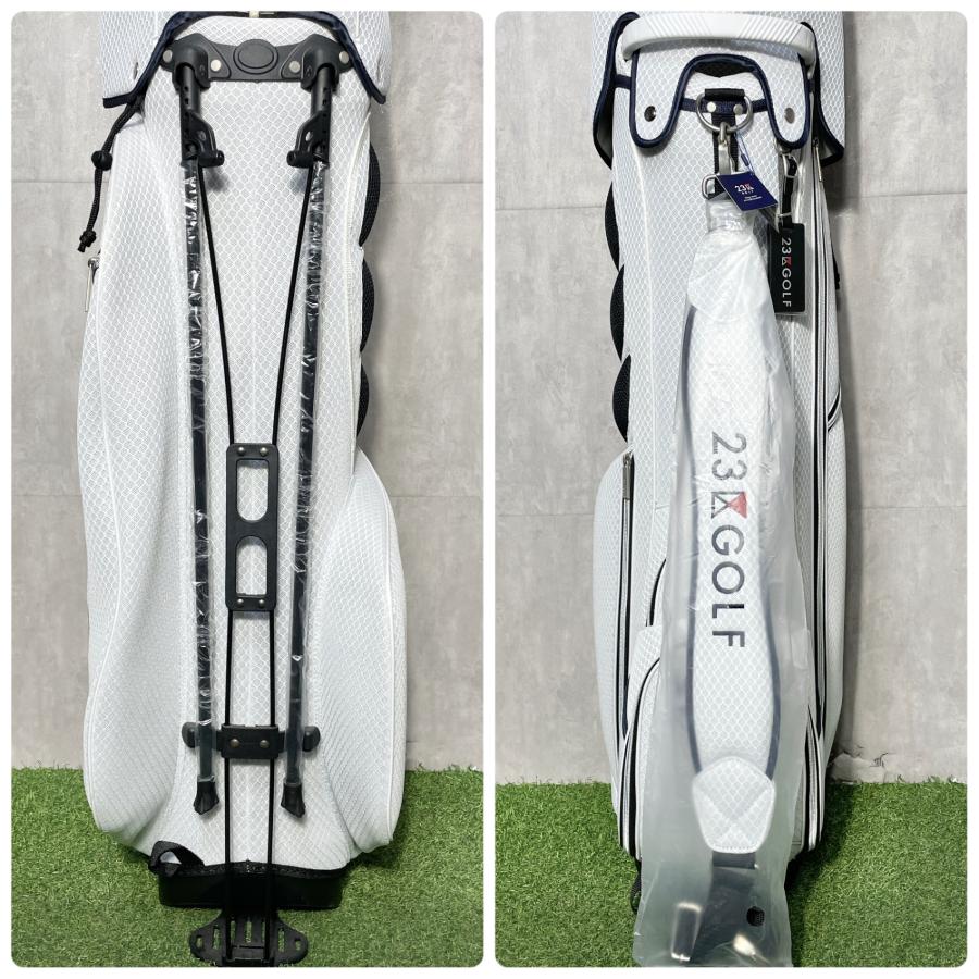 未使用品】23区GOLF キャディバッグ ゴルフバッグ ホワイト スタンド式