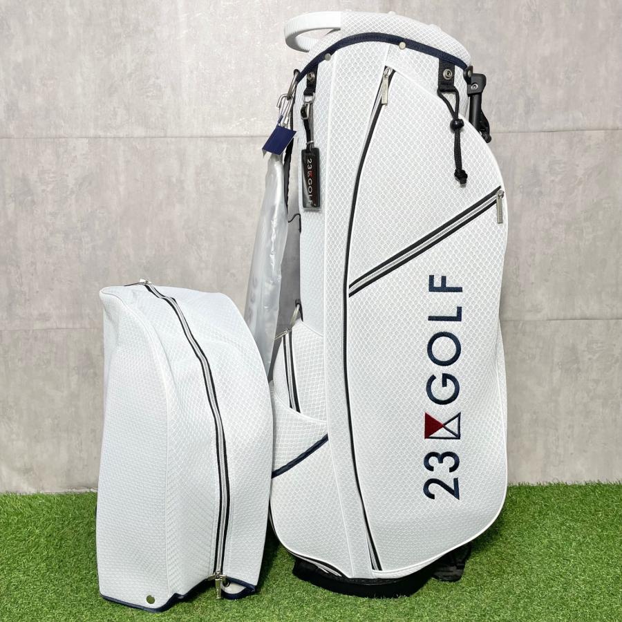 未使用品】23区GOLF キャディバッグ ゴルフバッグ ホワイト スタンド式