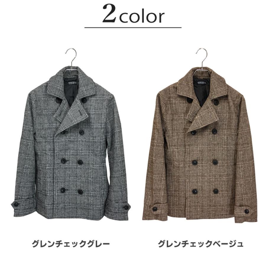 閉店セール】メルトンウール混 ショート丈ダブルピーコート メンズ