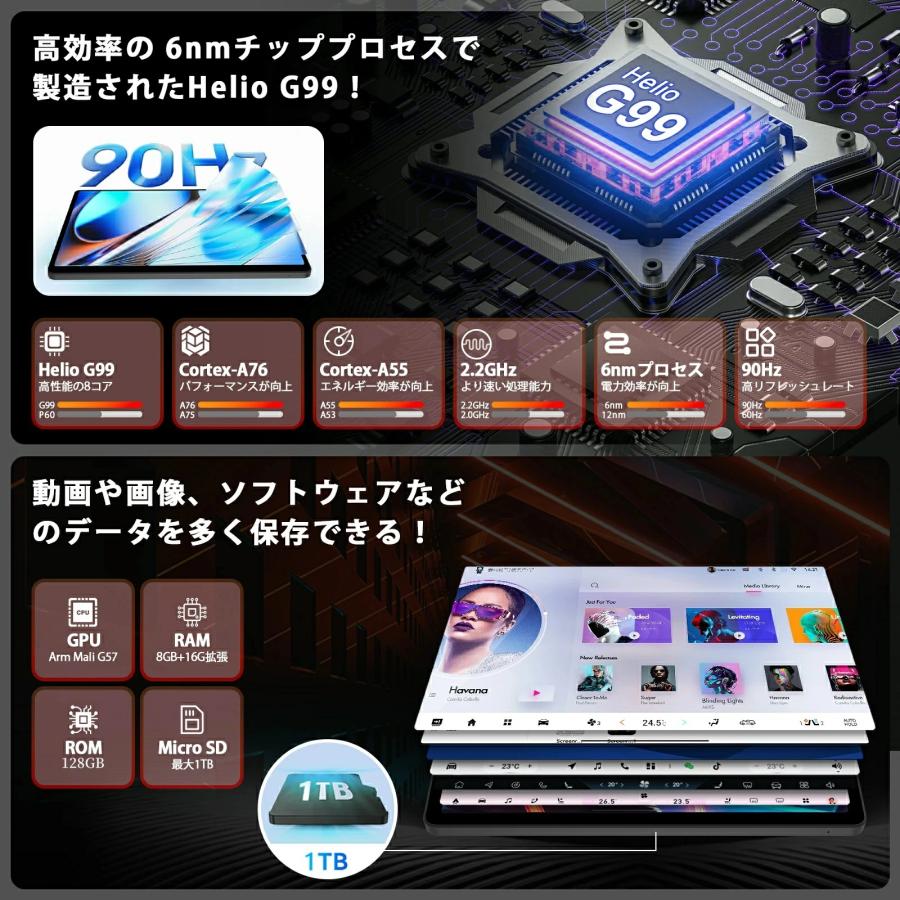 android 15 Avidpad A90S AI版 Helio G99 タブレット 90Hz 11インチ