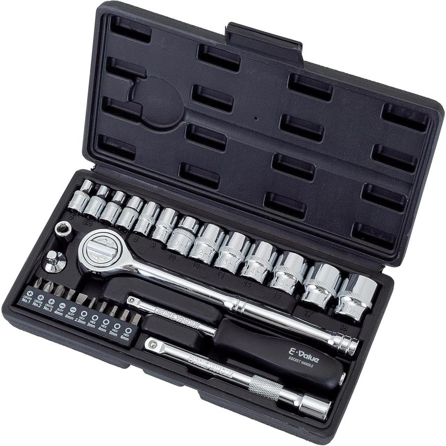 E-Value ソケットレンチセット 1/4 3/8 6.35mm 9.5mm ESR-2328B 工具