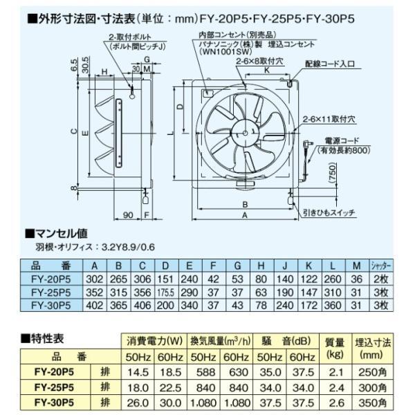 パナソニック 換気扇 羽30cm/埋込35cm FY-30P6 台所 スタンダード形
