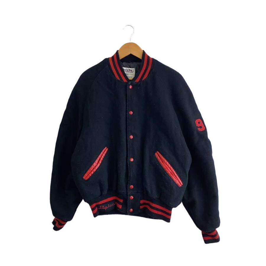 DeLONG◇スタジャン/46/ウール/BLK : セカンドストリートYahoo!店