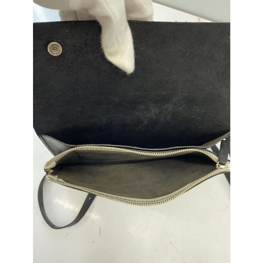 MHL.◇TOUGH LETHER/ショルダーバッグ/レザー/BLK : セカンド