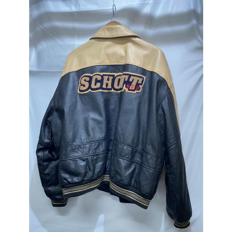 Schott◇スタジャン/--/レザー/BLK : セカンドストリートYahoo!店