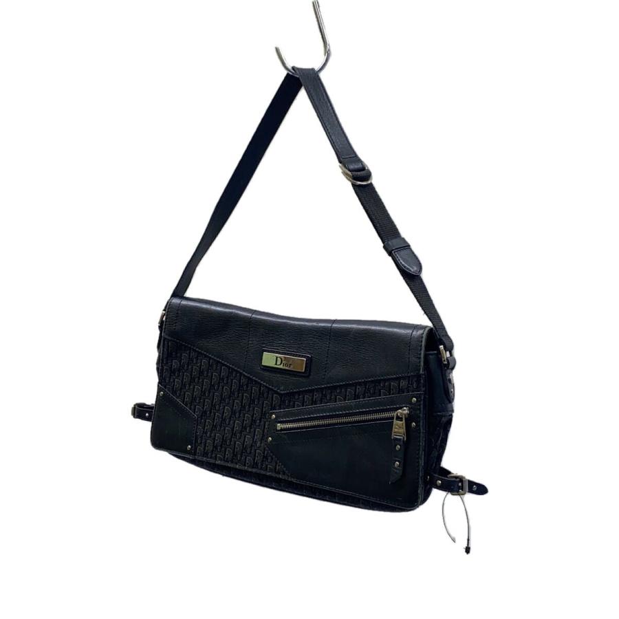 Christian Dior◇ストリートシック/ショルダーバッグ/レザー/BLK