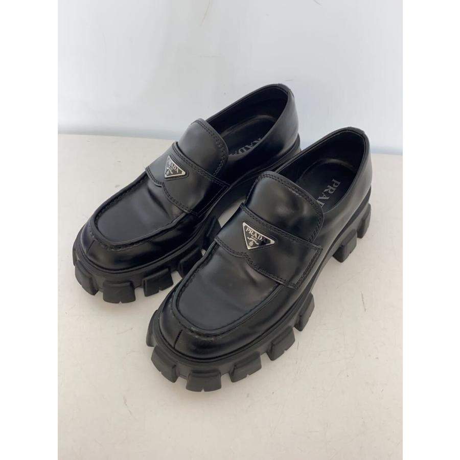 PRADA◇モノリスブラッシュドレザーローファー/三角ロゴプレート/厚底