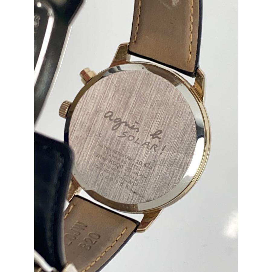 agnes b.◇ソーラー腕時計/アナログ/レザー/ブラック/ゴールド/VR42