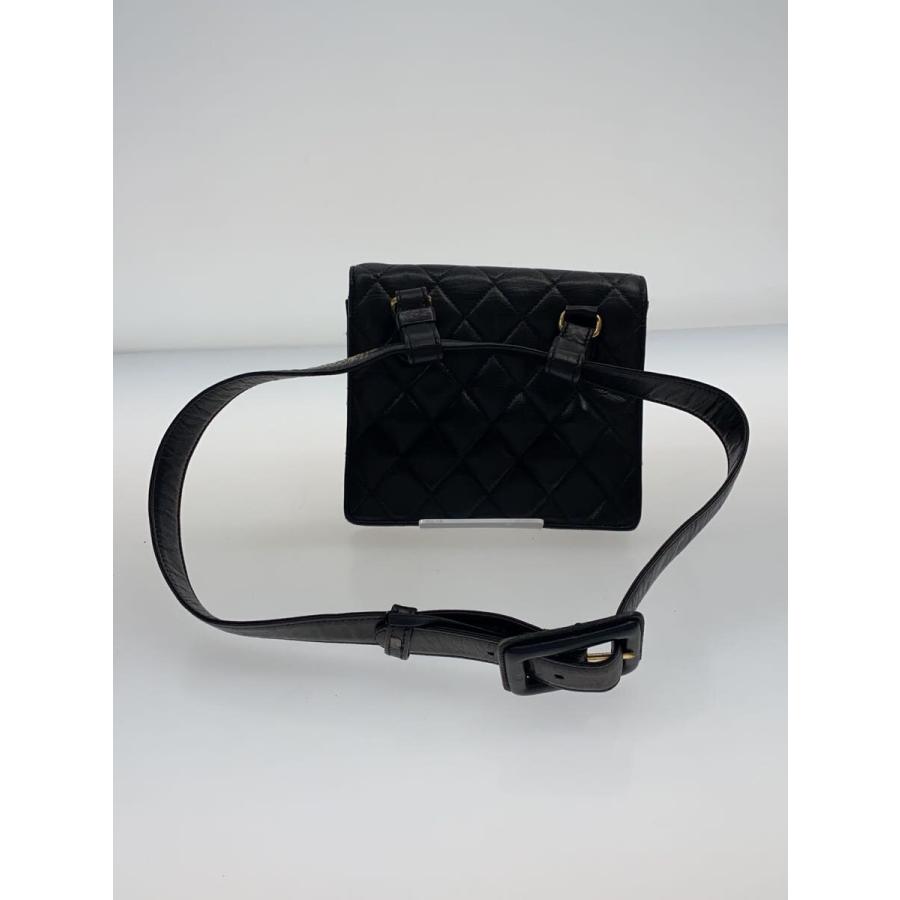 CHANEL◇ウエストバッグ/レザー/BLK/マトラッセウエストポーチ