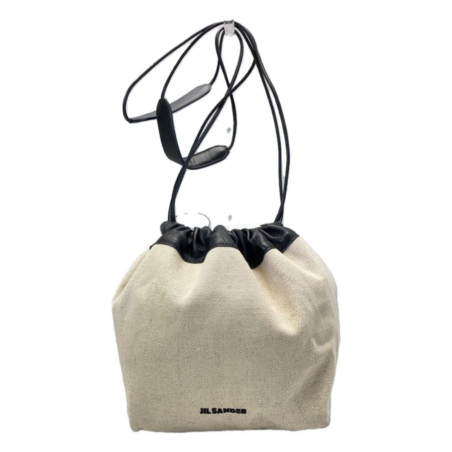 JIL SANDER◇ドローストリングバッグ/巾着/キャンバス/BEG : セカンド