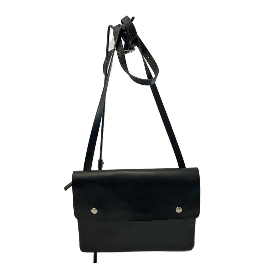 MHL.◇TOUGH LETHER/ショルダーバッグ/レザー/BLK : セカンド