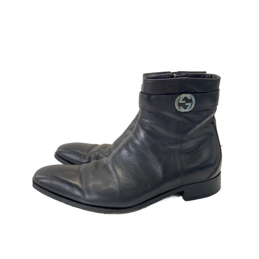 GUCCI◇インターロッキングGG/サイドジップブーツ/44.5/BLK/レザー