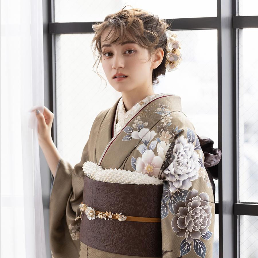 最新作】お誂え付き振袖フルセット/RF-55/ラフィネモカ/ゴールド