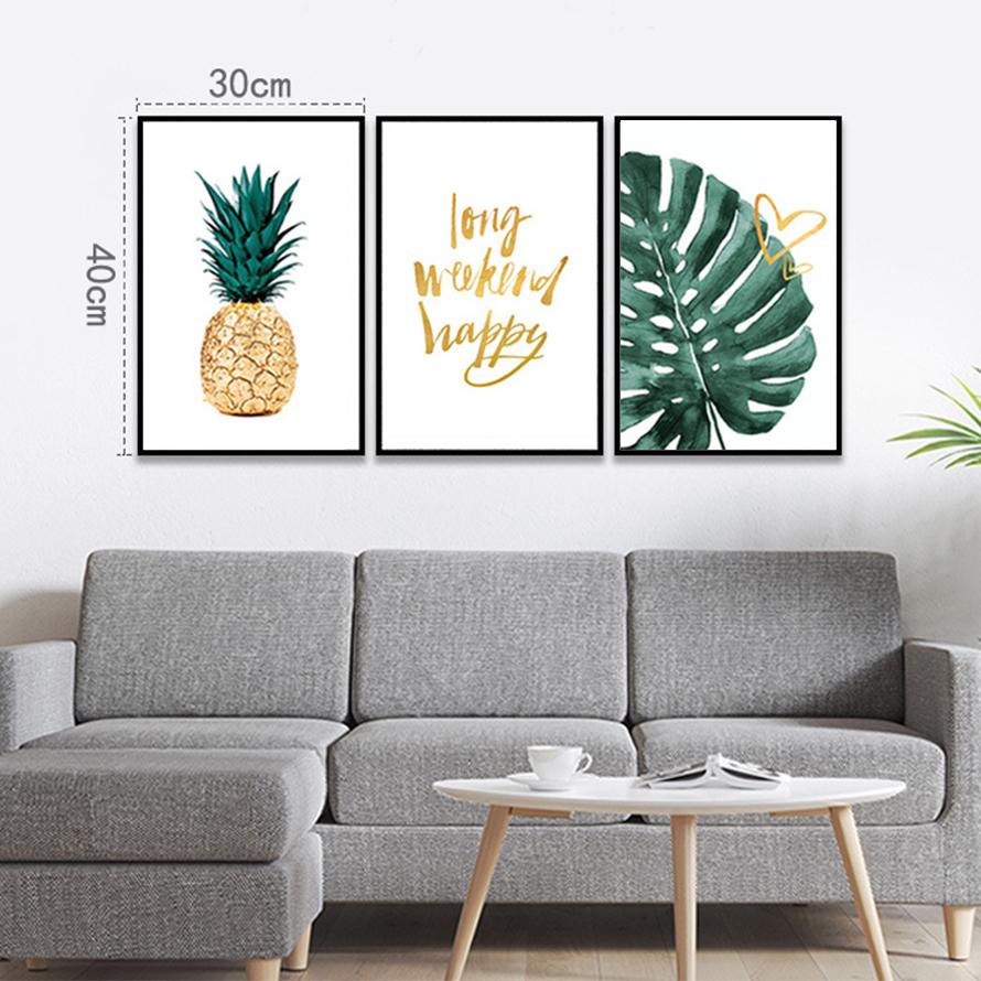 3枚セット 絵画 インテリア ファブリック 絵 植物 パイナップル 人気