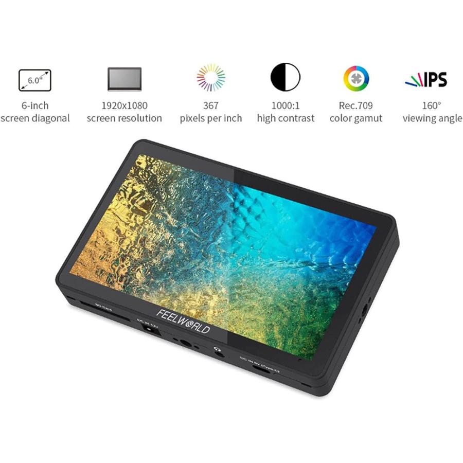FEELWORLD F6 Plus V2 6インチ4Kカメラビデオ モニター タッチ