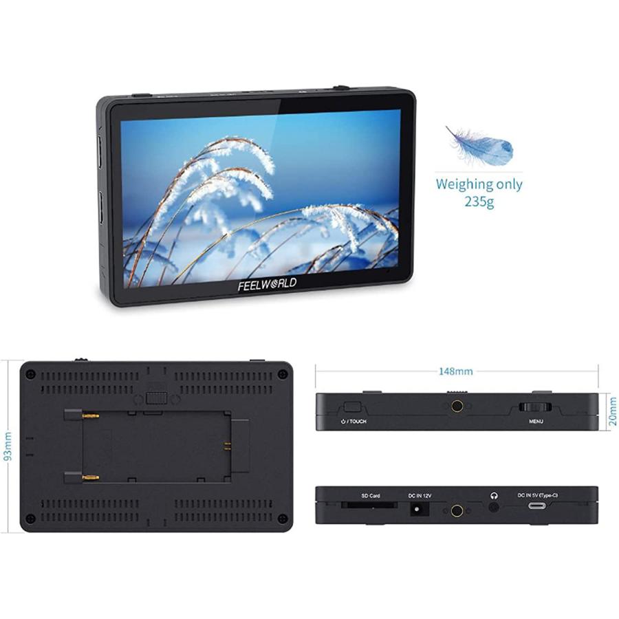 FEELWORLD F6 Plus V2 6インチ4Kカメラビデオ モニター タッチ