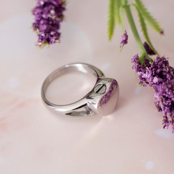 メモリアル リング ハート型 防水 火葬灰 遺骨 チタン鋼 チャーム