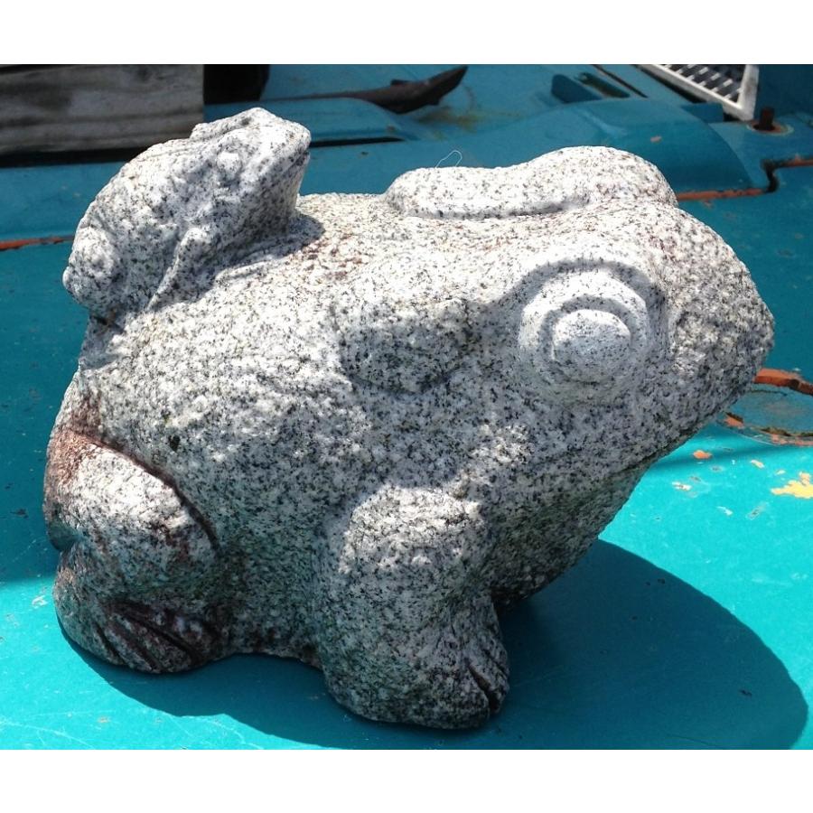 蛙 親子かえる 7寸 白御影 石製品 インテリア置物 石材彫刻品 カエル